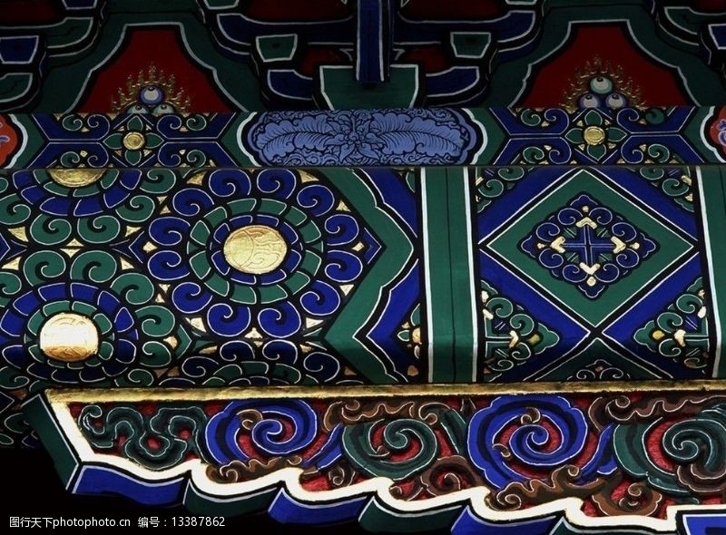 护栏柱中国古典建筑青花花纹图片