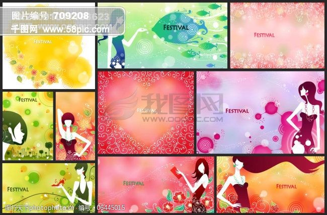 女装名片免费下载十款节庆女性花纹矢量素材410PEPS