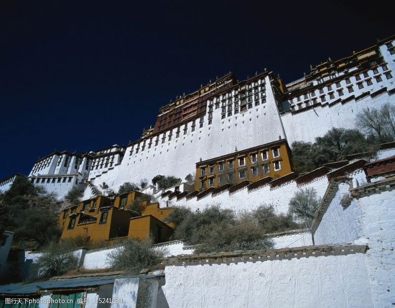 旅游圣地夜晚的西藏布达拉宫图片