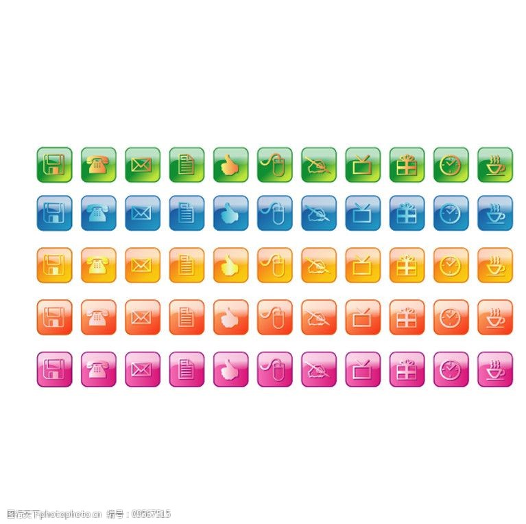 水晶按钮各种颜色系统常用按钮矢量水晶图标图片