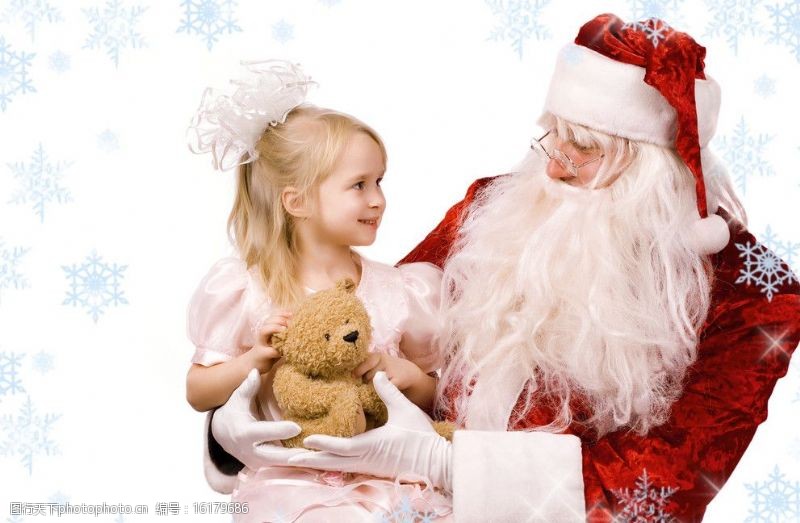 圣诞女孩圣诞老人和小女孩图片