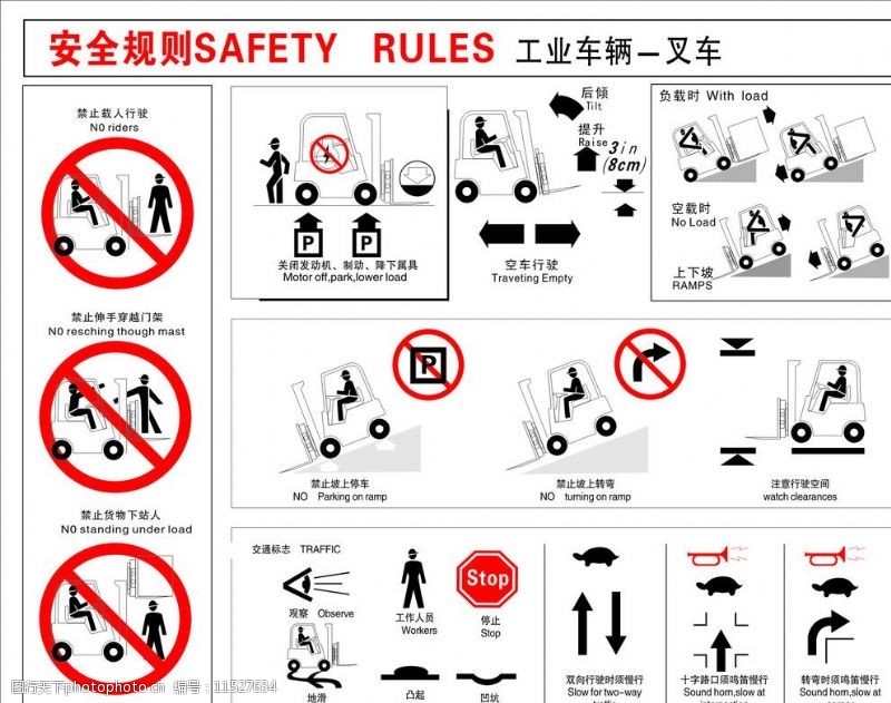 叉车禁止载人叉车安全挂图图片