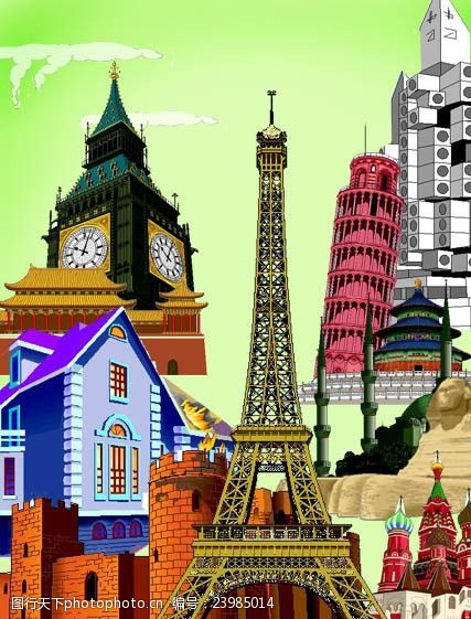 法国著名建筑各国著名城市建筑矢量素材