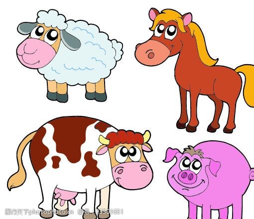 卡通小牛可爱卡通动物矢量素材