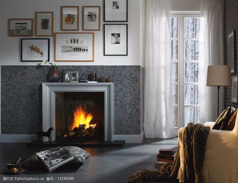欧式铁窗新古典简欧风格客厅瓷砖铺贴图图片