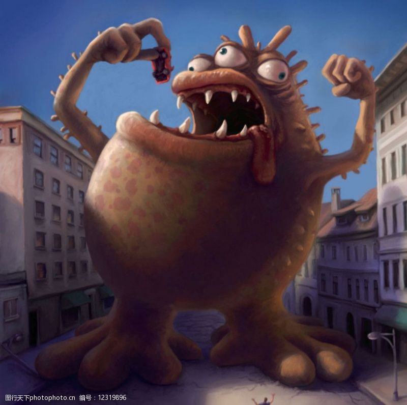 怪兽来了漫画卡通车怪兽图片