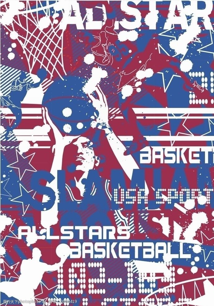 篮球服号码印花国外设计元素