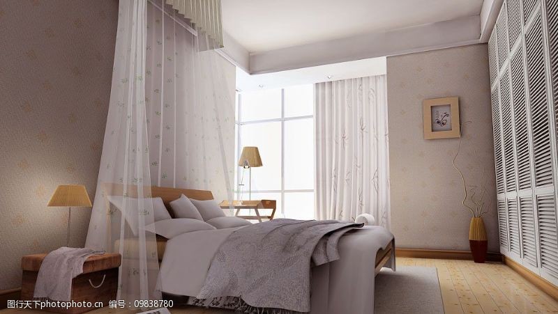 3dmax明亮卧室模型图片