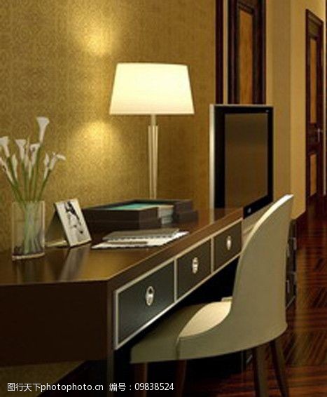 3dmax酒店书桌电视柜组合图片