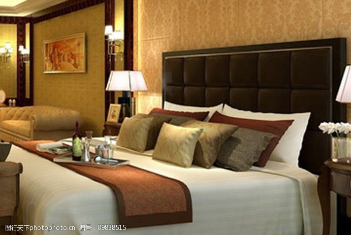 3dmax精致酒店家具床组合图片