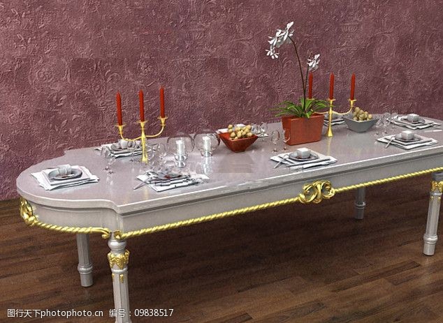 3dmax精致欧式家具华丽餐桌图片