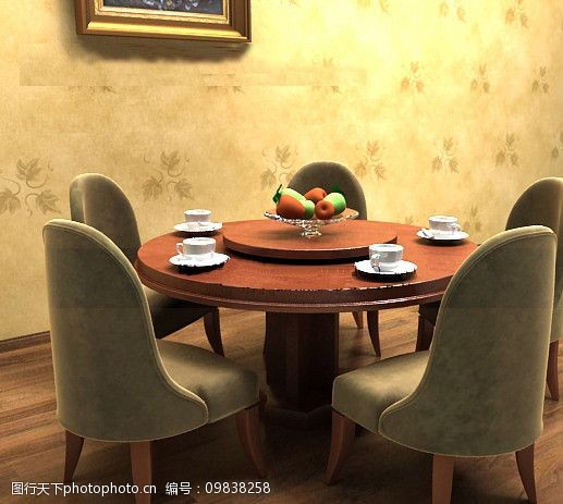 3dmax精致欧式家具新古典餐桌椅组合图片