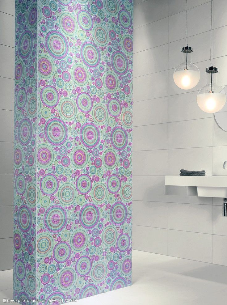 陶瓷水缸浴室卫生间瓷砖铺贴样板间铺砖图片