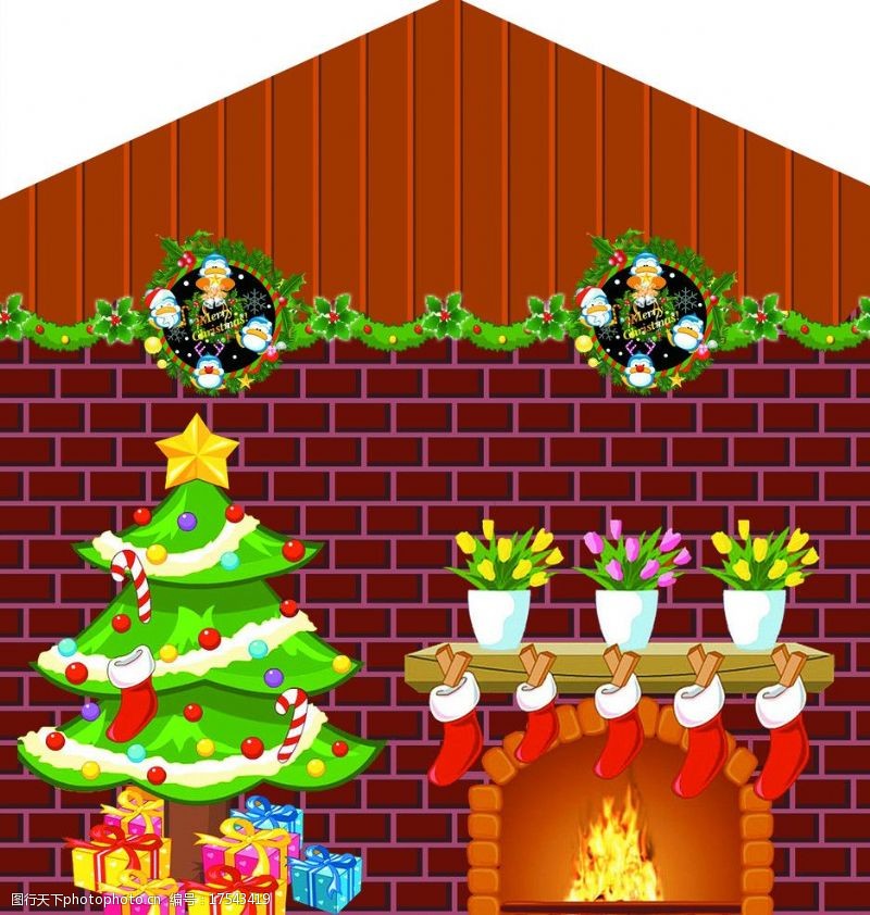 炉子圣诞屋圣诞树圣诞火炉图片
