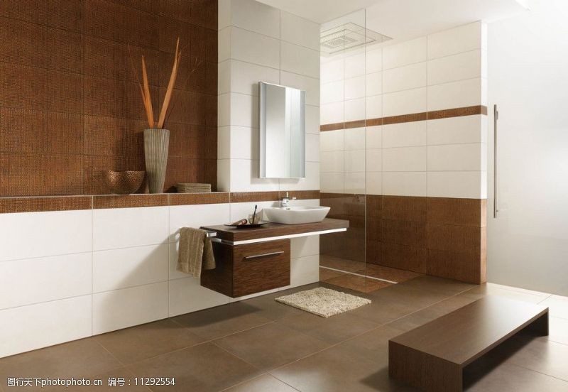 淋浴浴室卫生间瓷砖铺贴样板间铺砖图片
