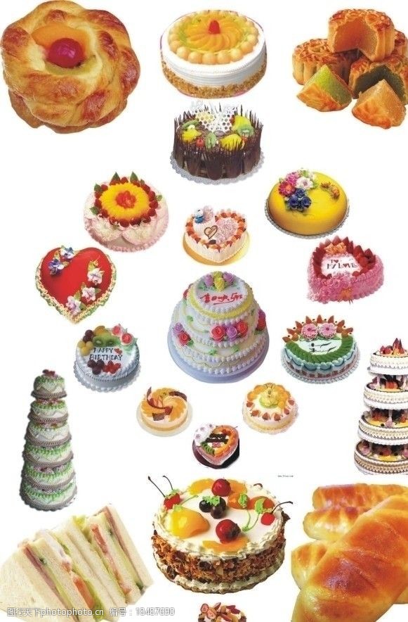 各式月饼蛋糕面包PSD素材图片