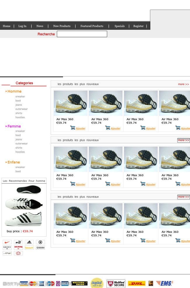 品牌运动鞋运动鞋网页图片
