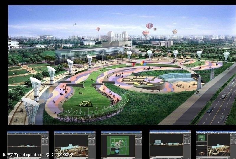 花草模型广场规划设计max模型及效果图图片