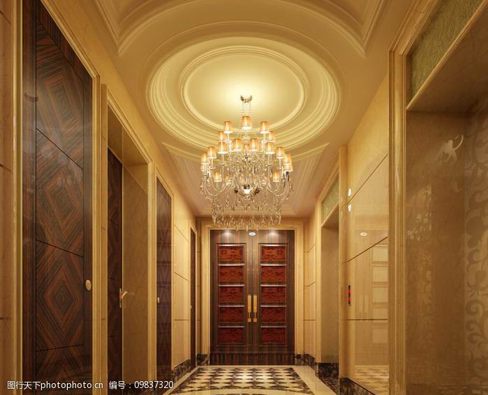 3dmax精选室内场景整体模型酒店门厅图片