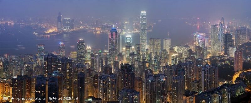 高楼林立香港夜色图片