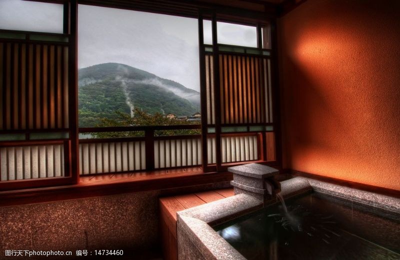 外界风景日本旅馆浴室图片