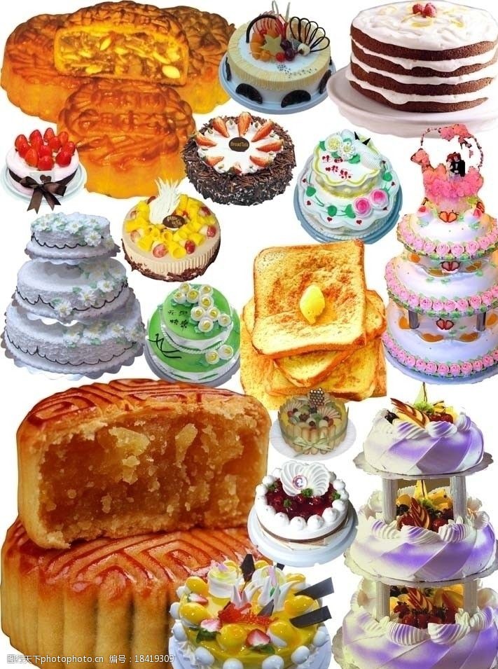 各式月饼蛋糕面包图片