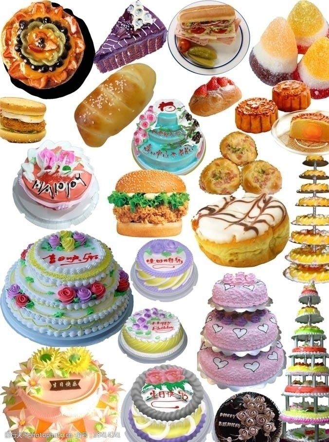 各式月饼蛋糕面包图片