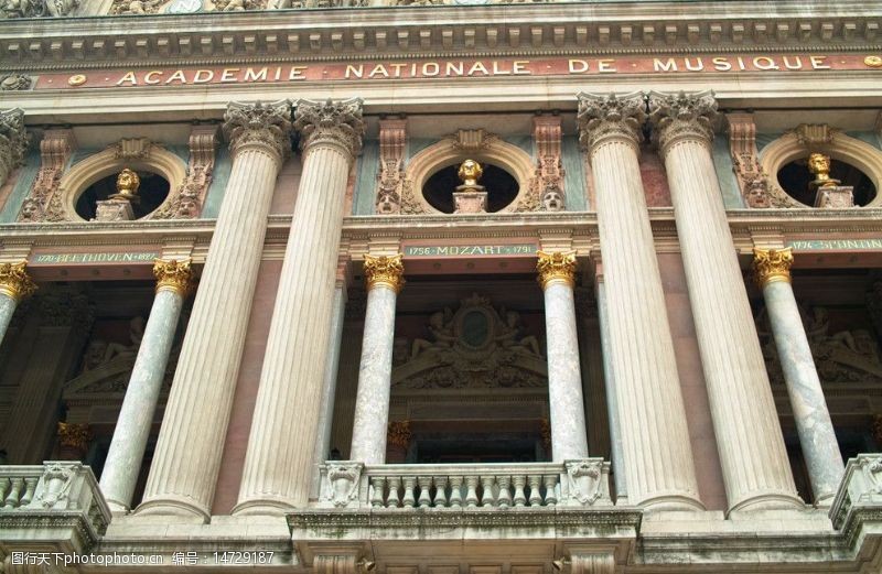 护栏柱巴黎巴黎歌剧院正面部分景观图片