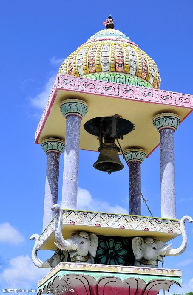印度洋毛里求斯七彩土国家公园大寺院警钟图片