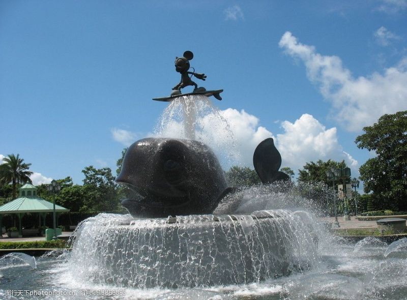 雕塑喷泉米奇冲浪雕塑图片