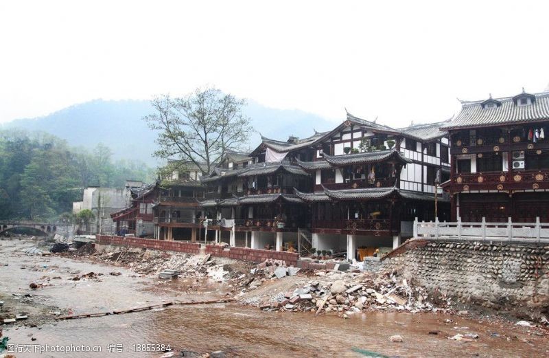 成都旅游地震后的泰安古镇图片