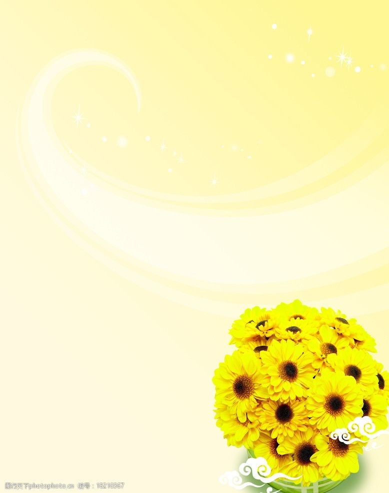 黄色渐变底馨然花朵图片