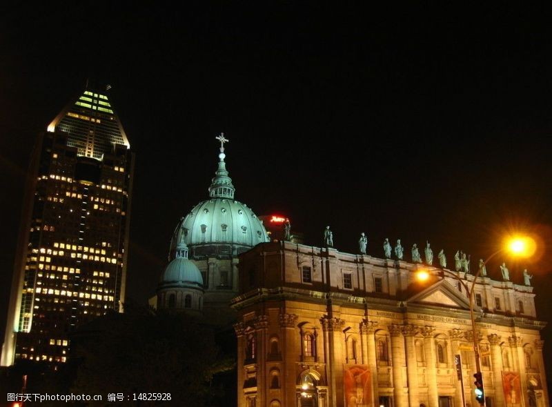 高要市标志蒙特利尔玛丽女皇大教堂夜景图片