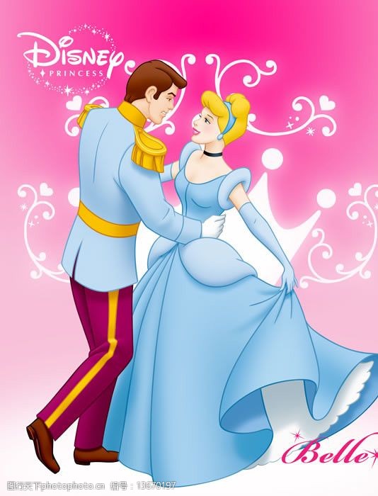 disney灰姑娘与王子仙蒂公主最新迪士尼公主海报图片