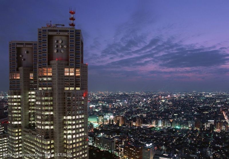 樱花之旅东京督厅大厦东京市政厅夜景图片