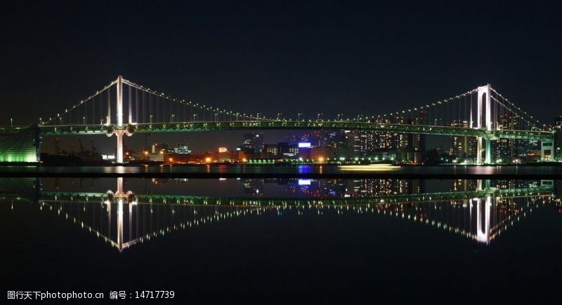 樱花之旅东京东京湾彩虹桥夜景图片