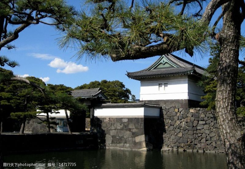 樱花之旅东京日本天皇的皇宫门卫楼图片