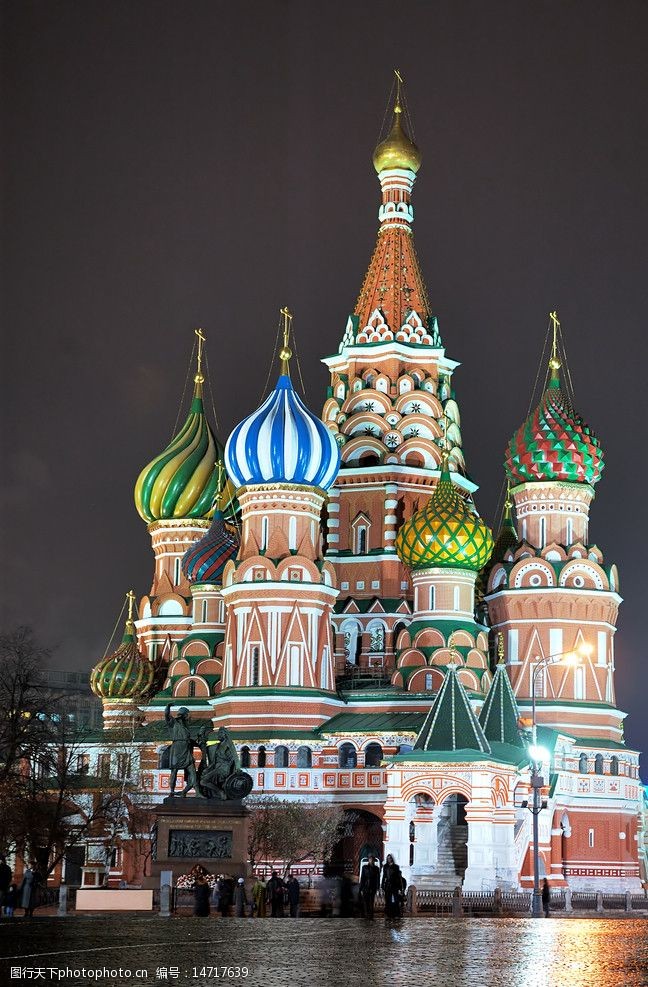 俄罗斯建筑莫斯科红场美丽夜景图片