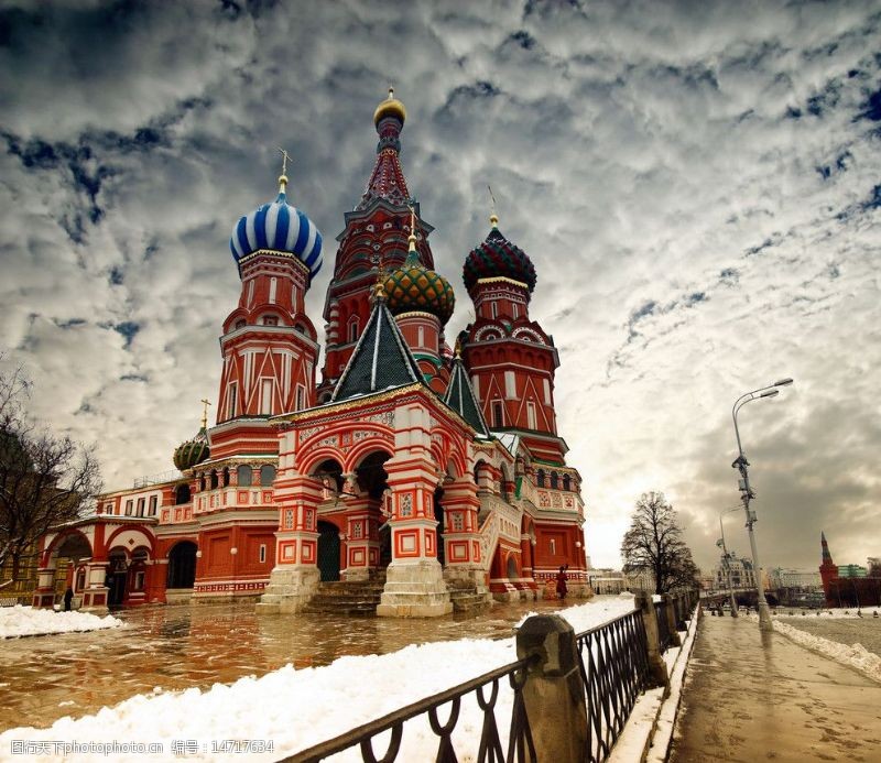俄罗斯建筑莫斯科红场雪景图片