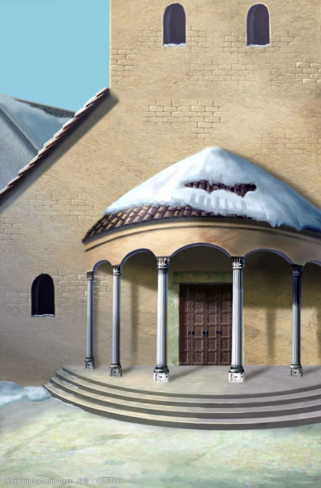 柱子动画背景古典欧式前门图片