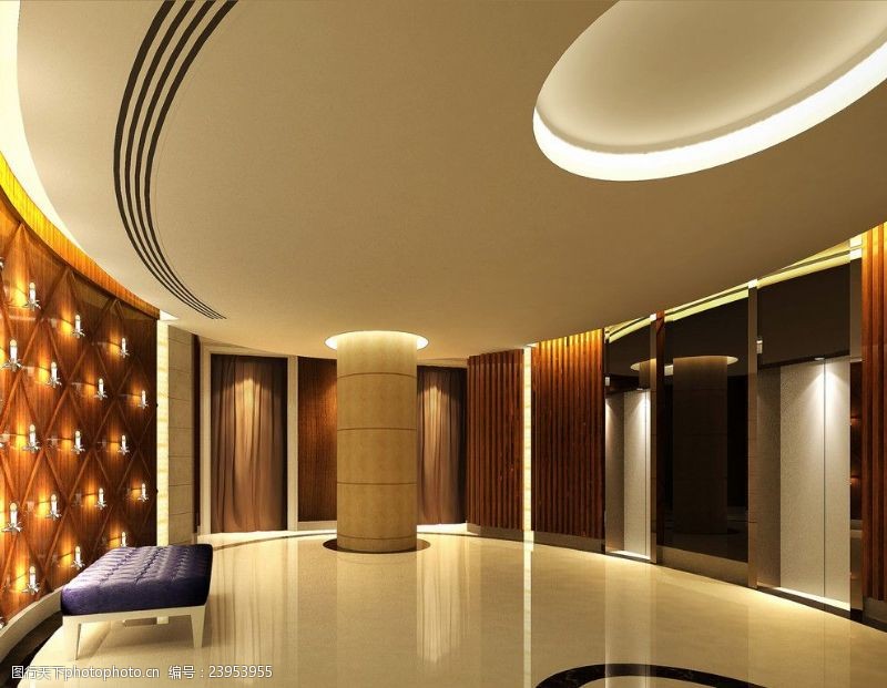 室内设计高清图片酒店电梯间效果图