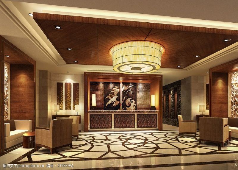 室内设计高清图片酒店桑拿前厅效果图