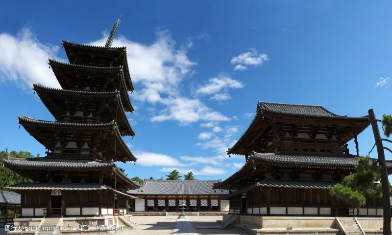 摄影台历日本奈良法隆寺大院图片