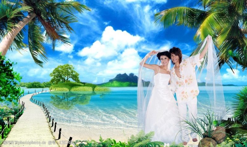 小岛海边婚纱图片