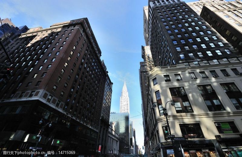 大厦玻璃幕墙纽约曼哈顿第五大道街景图片