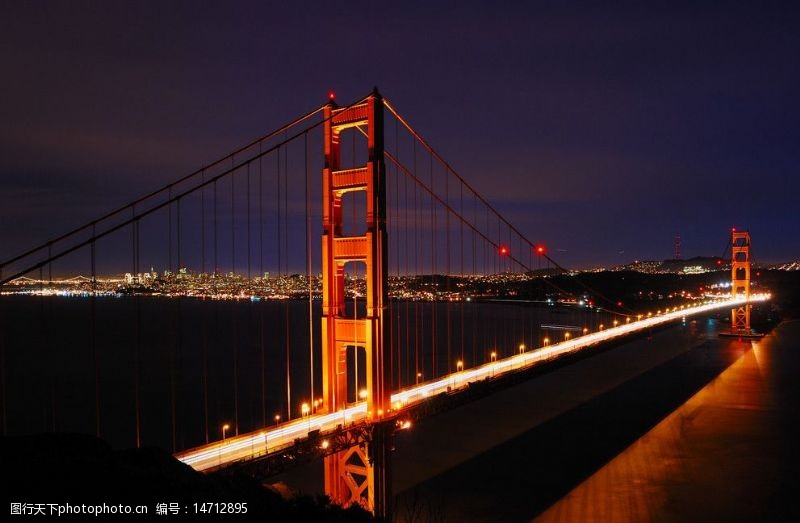吊桥旧金山金门大桥夜景图片