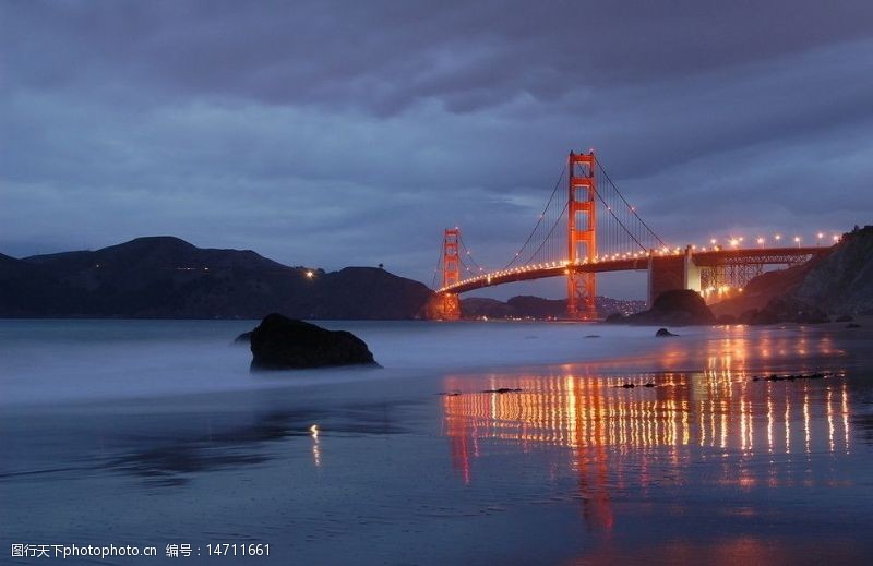吊桥旧金山金门大桥夜景图片