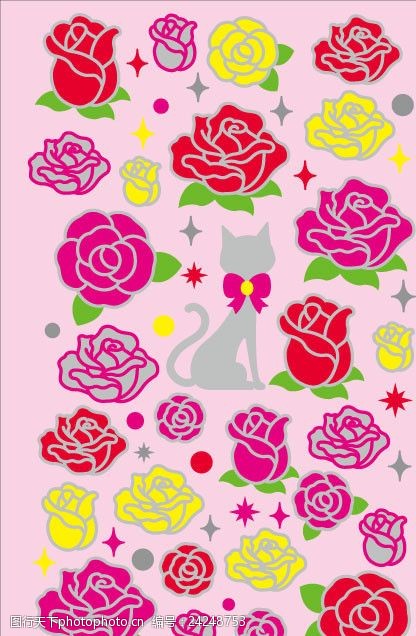 粉色玫瑰花背景矢量玫瑰花