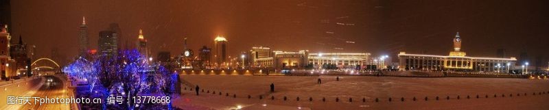 世纪大桥天津的暴风雪之夜图片