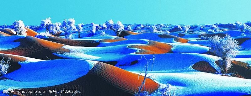 新疆风景沙漠冬景图片